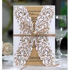 Lace Laser Cut Invitation Holiday Greeting Card Brown Paper